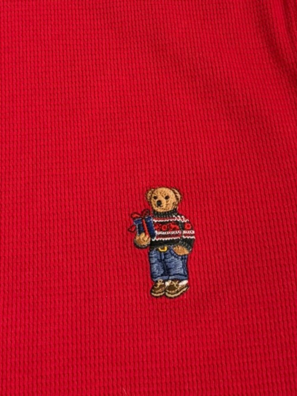 Polo Ralph Lauren Men’s Shirt Bear Red Crew Neck Long Sleeve Thermal Top XL - Picture 7 of 12